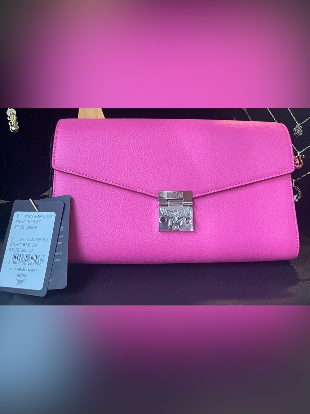 MCM Millie Leather Envelope Clutch with Silver Lock